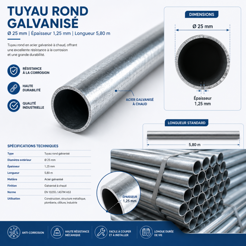 TUBE ROND 50 GALVA
